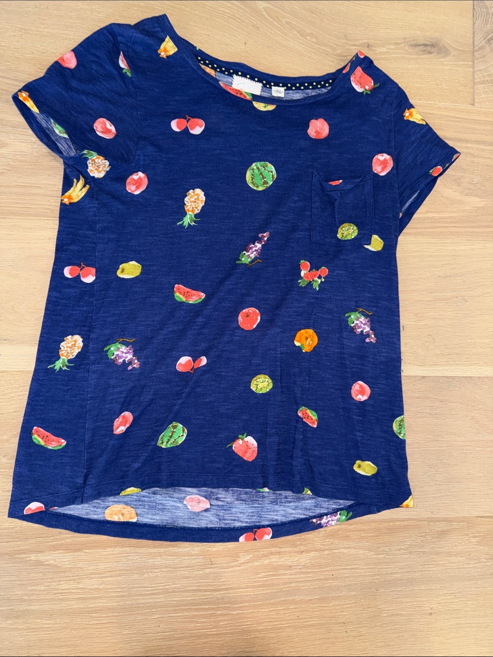 Anthropologie Postmark Navy Fruit-Print Short Sleeve Women’s Tee size S